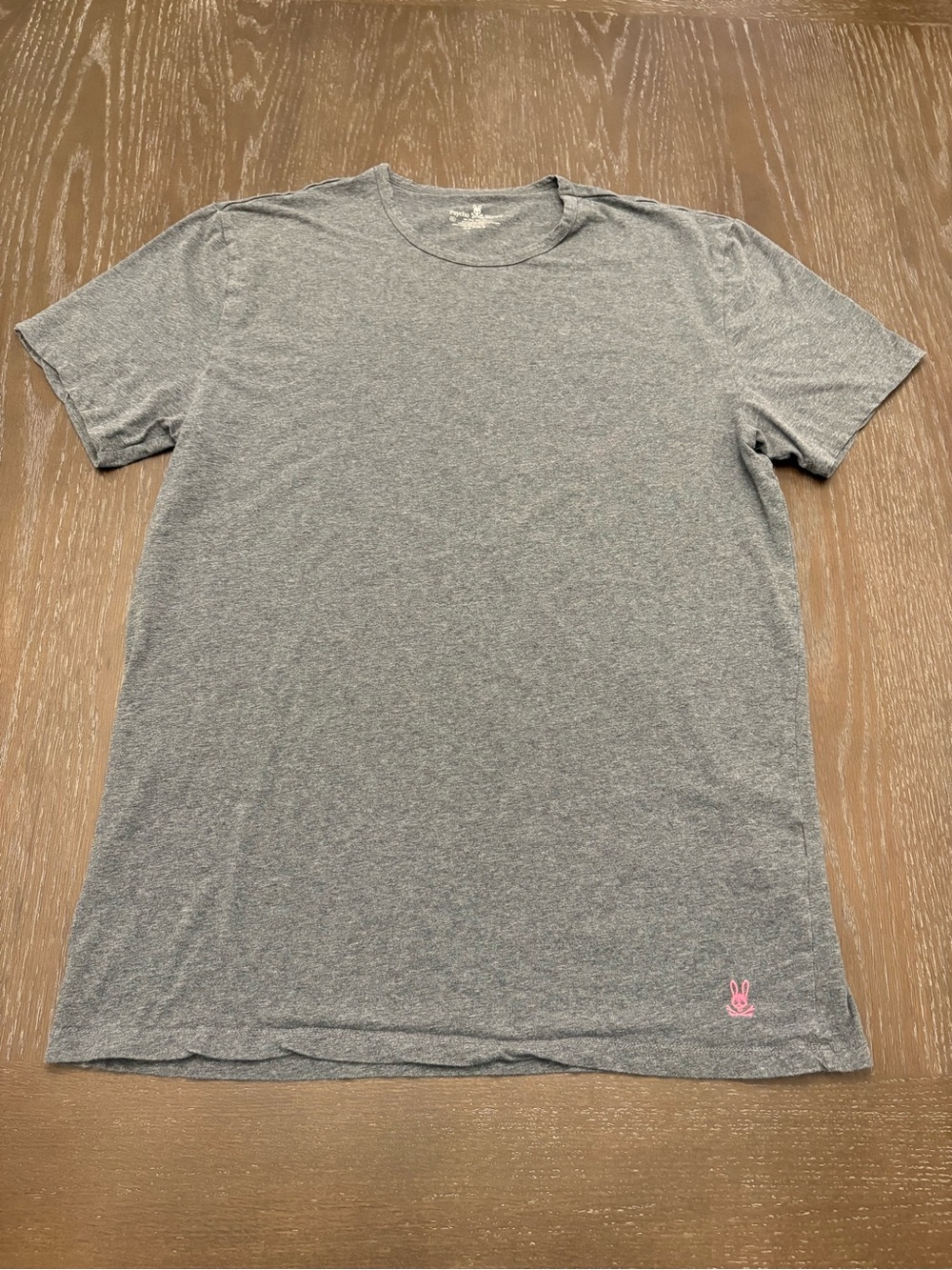 Men’s XL Psycho Bunny Gray Short Sleeve Tee with Pink Bunny Accent